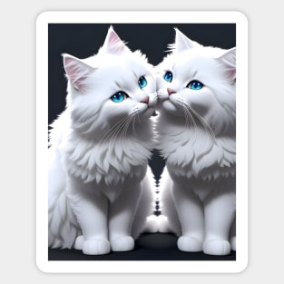 White Cats - Modern Digital Art Sticker